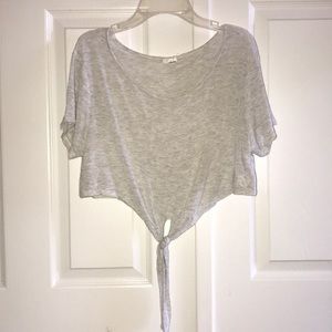 NWOT Heather Cream Tie Front Knotted Crop Top